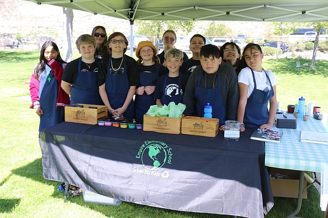 Empire Elementary School students show their produce, hydroponics and crafts at Wednesday’s Northern Nevada Giant Student Farmers Market at Fuji Park.