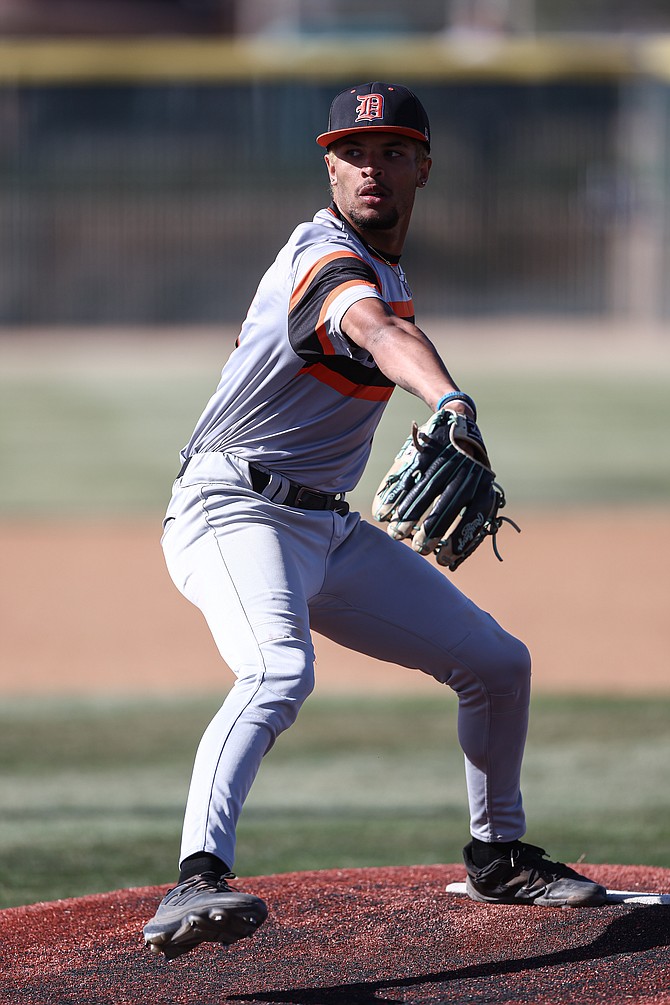 Douglas High senior Thomas Young delivers a pitch this season. Young was named the Class 5A North player of the year, leading the region in several offensive categories.