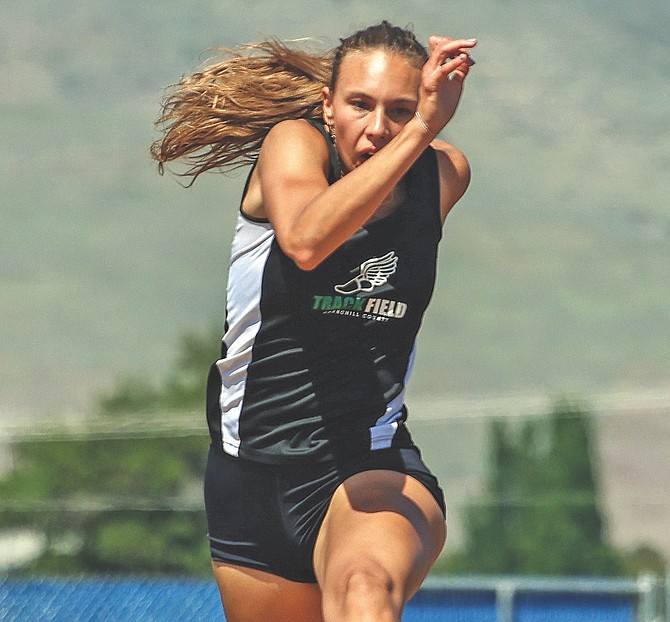 Fallon senior Jessalyn Lewis won the Class 3A state triple jump title during Saturday’s meet in Carson City.