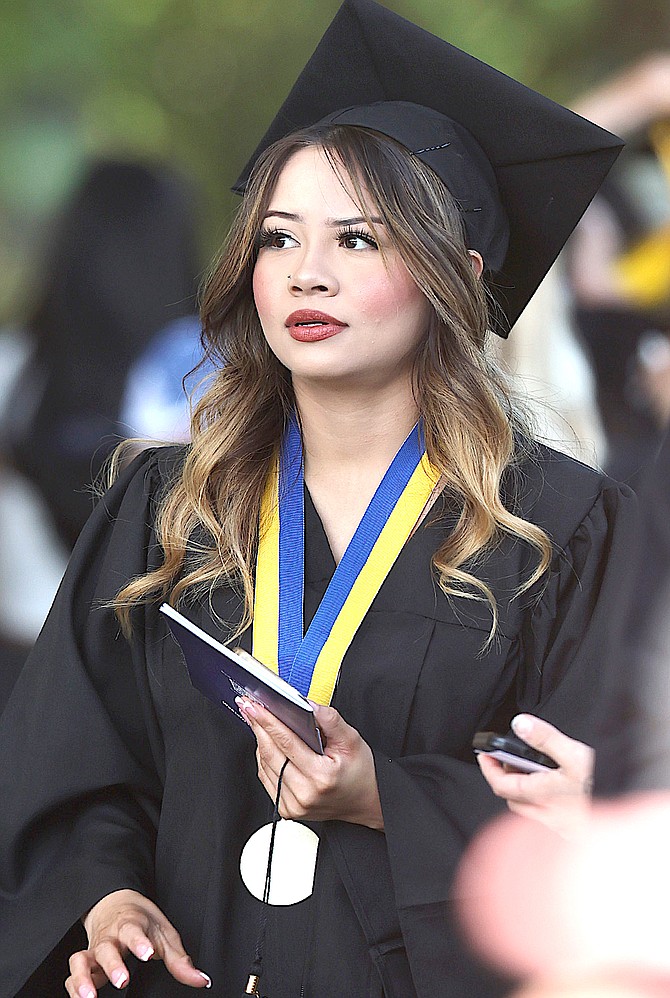 Gardnerville resident Sarai Lamas Cruz at Western Nevada College’s graduation on Monday where she received an associate of art degree. Lamas Cruz is a 2022 Douglas High School graduate.