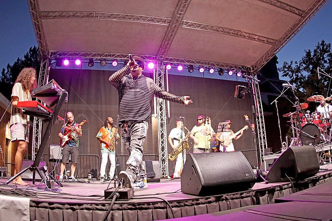 Tha Exchange performs during the 2023 Brewery Art Center’s summer concert series.