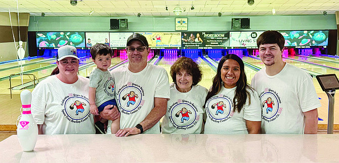 Spare Time Bowling Center Owners Eric and Julie Peters and Managers Logan, Ale and Noah Peters (an up-and-coming manager) celebrated the 40th anniversary of the bowling alley on May 18. Pictured (left to right): Julie Peters, one year old Noah Peters, Eric Peters, Jessel Peters, Ale Peters, and Logan Peters.