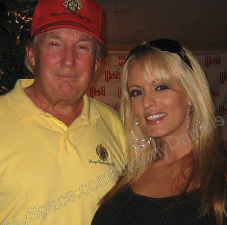 A photo of Donald Trump and Stormy Daniels entered into evidence in the New York trial.