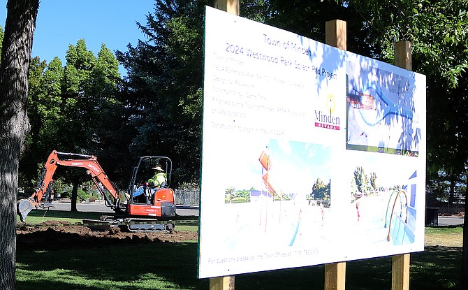 Work is underway on a new splash pad in Westwood Park in Minden.