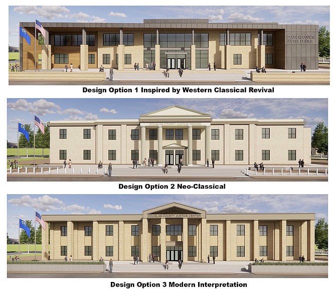 Three versions of a proposed justice center design have been released and Douglas County is seeking feedback from residents.