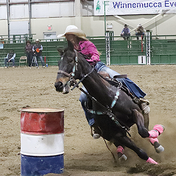 Humboldt County’s Brynn Barto makes a run in barrel racing.