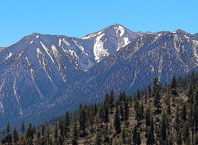 The snow on Jobs Peak is melting off pretty fast in the heat.
