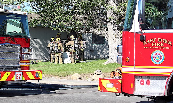 Two homes on Long Valley Road in the Gardnerville Ranchos were damaged in a fire 4:45 p.m. Friday.