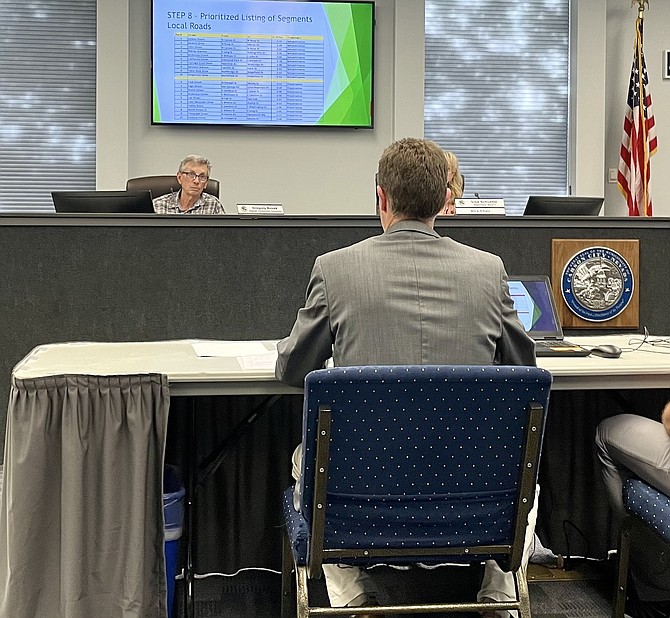 Carson City Transportation Manager Chris Martinovich discusses local road prioritization at the Regional Transportation Commission meeting June 12, 2024.