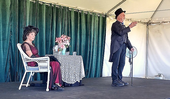 Kathy Schuman took this photo of David Woodruff portraying Lucky Baldwin in a Chautauqua at the Dangberg Home Ranch last week. The Douglas County Historical Society Young Chautauquans will portray an array of historical characters at the Home Ranch on Friday.