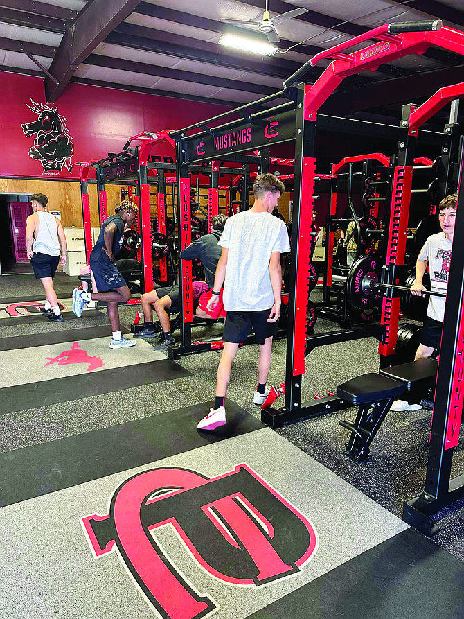 MIKE BROOKS • Provided to Great Basin Sun
PCHS athletes try out the new equipment in the weight room.