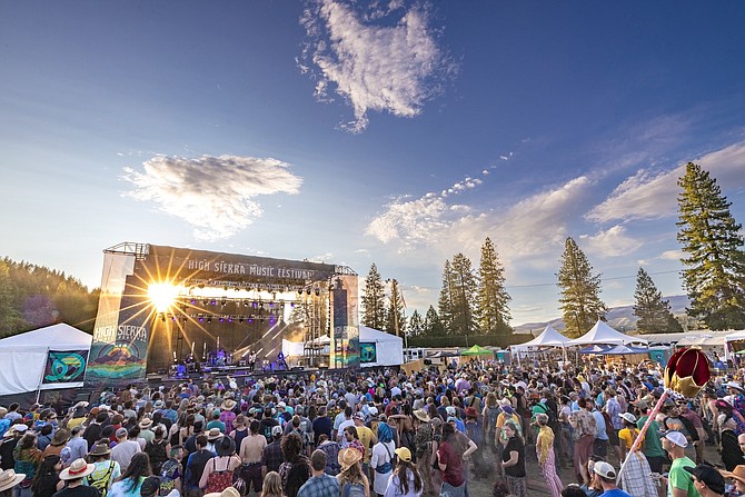The Grandstand Stage is seen before the sun sets at a previous High Sierra Music Festival in Quincy, California.
