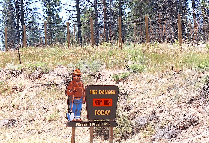 Fire danger was listed as very high along Highway 89 between Woodfords and Markleeville on Friday.