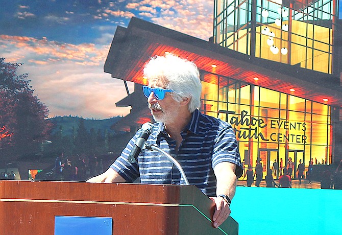 Lew Feldman speaks at the July 9, 2020, groundbreaking for the Tahoe Blue Event Center in Stateline.