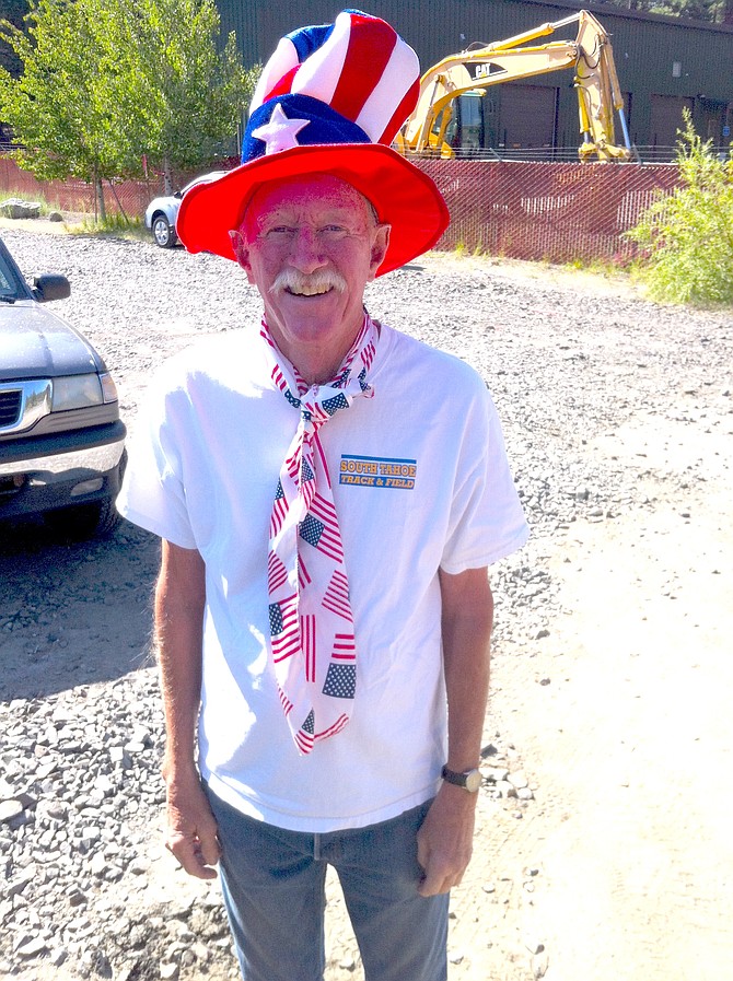 Ponderosa Run Director Austin Angell dresses in patriotic garb. The run between Spooner and Kingsbury Grade is scheduled for Saturday this year. Photo special to The R-C