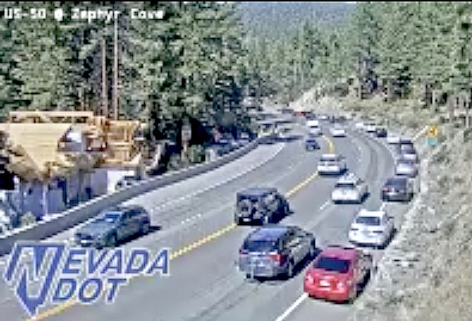 A lot of vehicles were parked along Highway 50 at Zephyr Cove around 4 p.m. July 4.