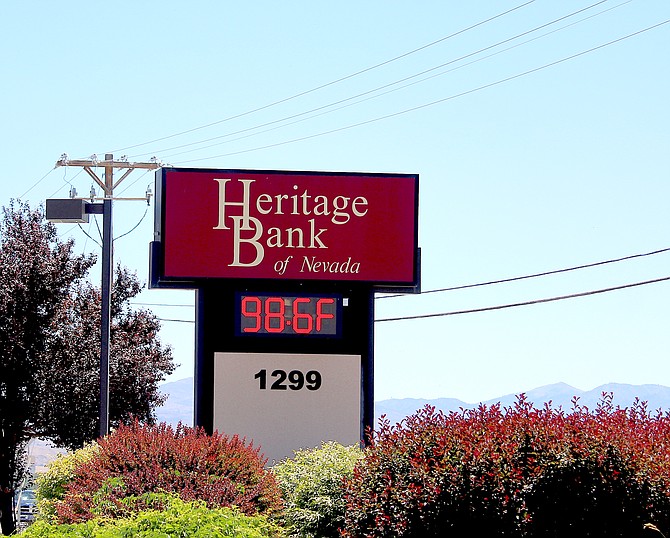 The Heritage Bank in Gardnerville read 98.6 degrees just before noon on Saturday.