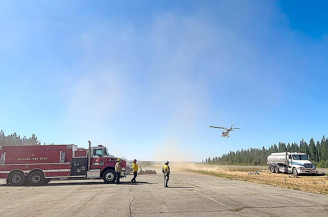 The Royal Fire is burning in heavy timber along the North Fork of the American River west of Lake Tahoe. Aircraft have been fighting the fire in rough terrain. U.S. Forest Service photo