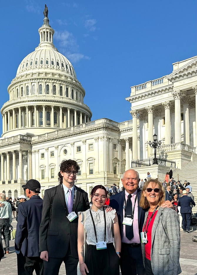 Outside the Capitol from left: Thomas Shumway, Avery Spry, Tim McFarren and Sandra Koch McFarren.