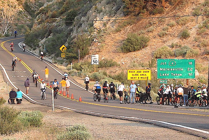 The Topaz Rest Station at the base of Highway 89 was busy not long after dawn on Saturday.