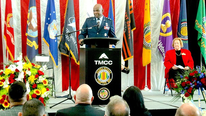 Maj. Gen. Ondra Berry, the state’s adjutant general, speaks at the Vietnam Remembrance Day on March 23 at Truckee Meadows Community College in Reno.