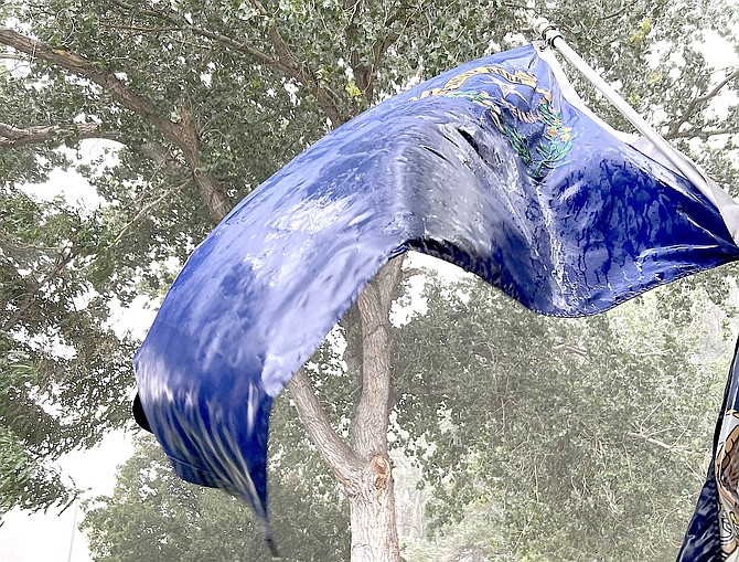 The Nevada flag flying at a Genoa home received a wash.