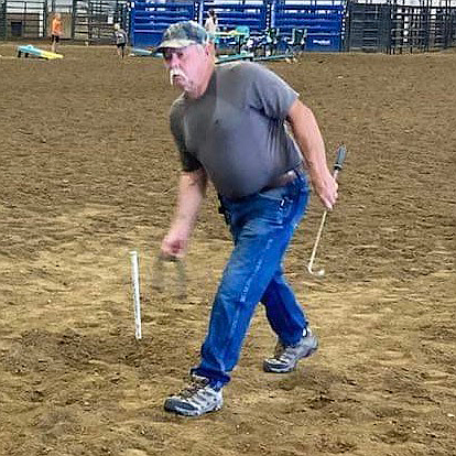 BONNIE SKOGLIE • Provided to Great Basin Sun
Dave Skoglie gets ready to throw a ringer in the Elko tournament last weekend.