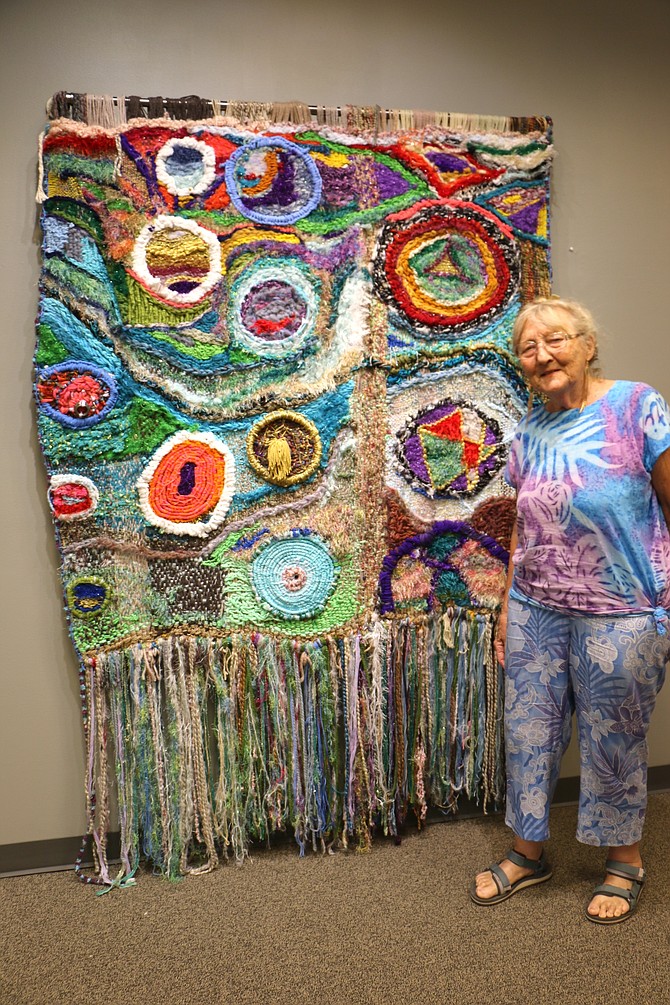 Carson City resident Maria Mermin, a multi-disciplinary artist who has created fiber works to produce sculptures, is displaying multiple tactile projects in the Brewery Arts Center Satellite Gallery through September in her exhibit, “Fiber Wall Sculptures: Stories Bound in Twist & Stitch.”