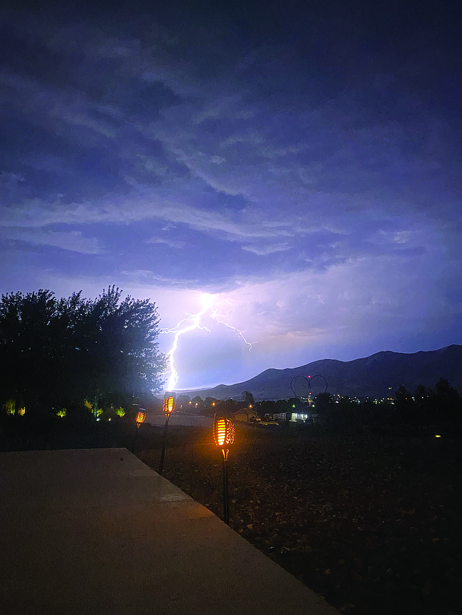 Lightning strikes south of Winnemucca Mountain during a severe thunderstorm on the night of July 24,. The storm sparked several fires across Humboldt County. Northern Nevada remains under a Red Flag warning due to severe weather conditions.