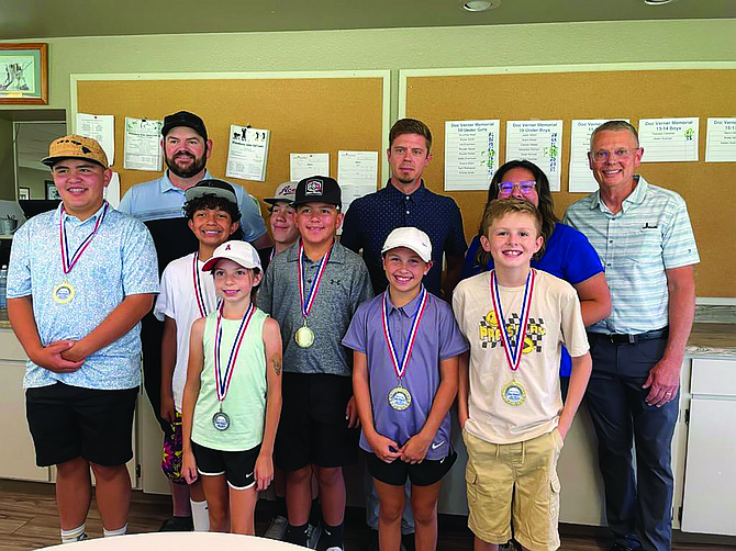 The first and second-place winners of the Doc Verner Memorial Junior Golf tournament included, Kalani Rodriguez, Txendoa Cabatbat, Kea Cabatbat, Armando Rodriguez, Sebastian Roman, Owen Korinek, Bryelle Weber and Ariana Milam.