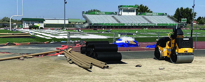 Students at Churchill County High School will find new artificial turf on the Ed Arciniega Athletic Complex’s football field and a remodeled auditorium when they return.