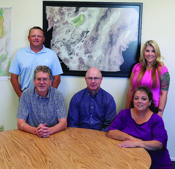 Public Works, Planning & Building staff, seated from left are Dean Patterson, Preston Denney and Diane Moyle. Standing are Randy Hines, left, and Jera Reidenbach. Not pictured are Loreli LeBaron and Ray Brown.