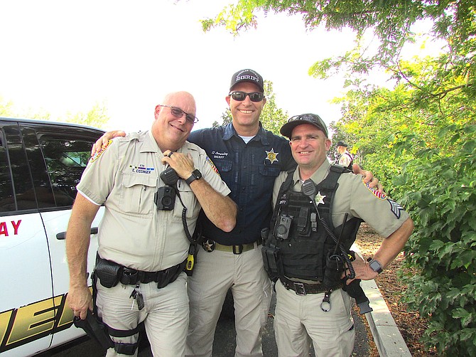 Deputy Erik Eissinger, Sheriff Dan Coverley and Sgt. Bob Duffy enjoyed interacting with the community during the 2023 National Night Out.