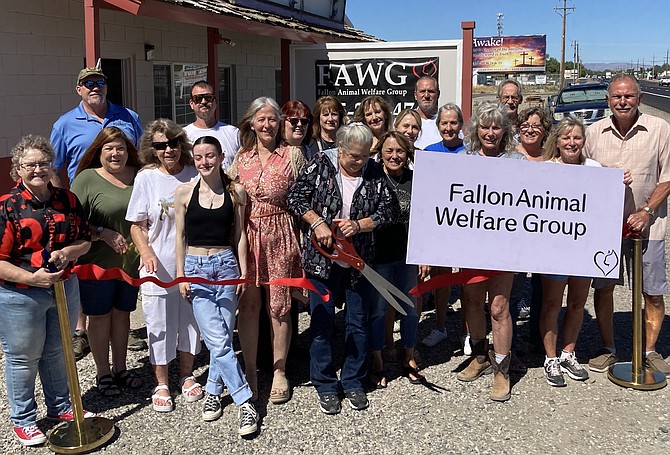 Fallon Animal Welfare Group volunteers are shown in front of their new location in June.