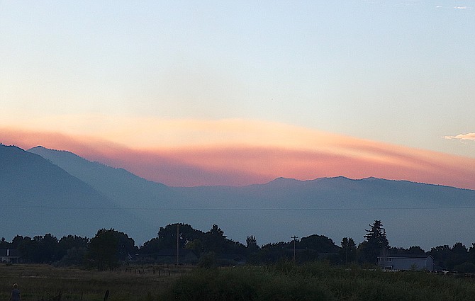 Smoke arrives in Carson Valley on Thursday evening.