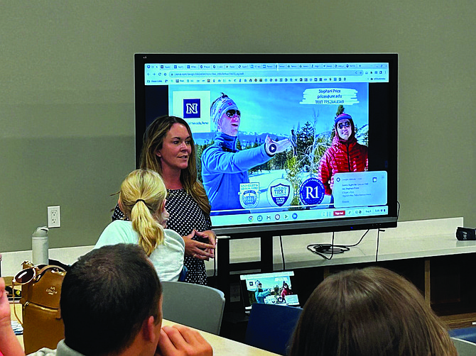 Stephani Price from the University of Nevada, Reno addresses seniors.