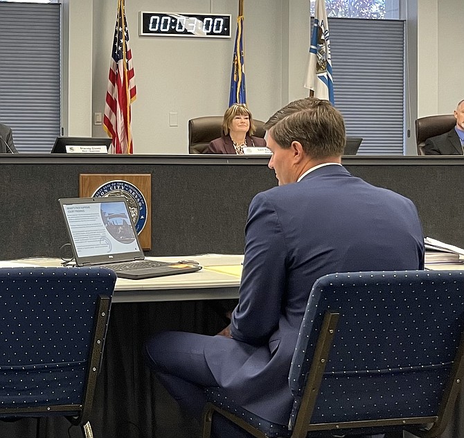 Carson City Chief Deputy District Attorney Garrit Pruyt talks about a recent U.S. Supreme Court ruling during the Board of Supervisors meeting Aug. 15, 2024.