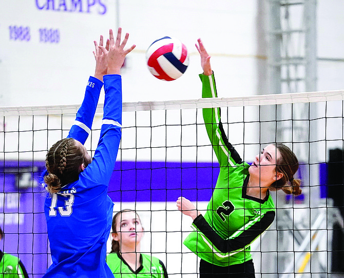 Fallon’s Alexis Haggard battles against Carson’s defense in Yerington on Saturday.