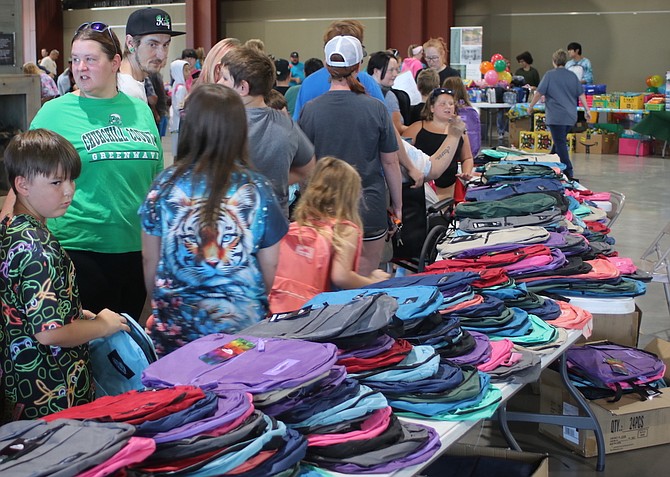 Hundreds of backpacks were available for students at Community Day.