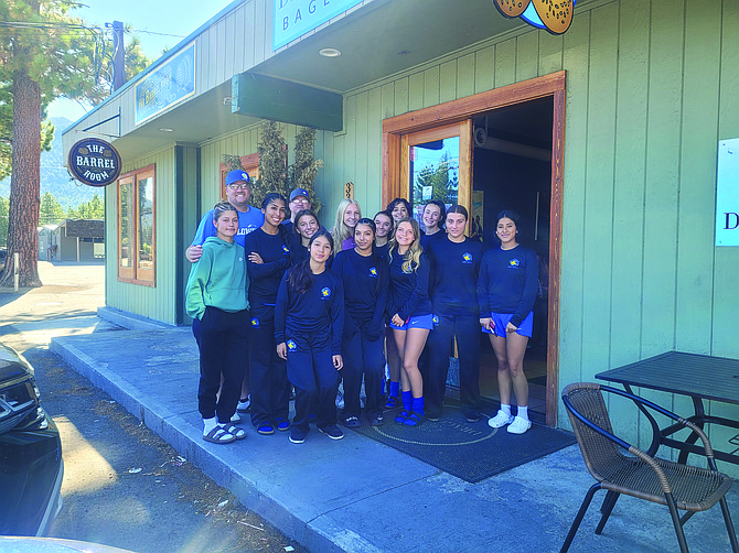 MATT FISHER • Nevada News Group
The Lowry High School girls soccer team gets its Friday morning going in Lake Tahoe with a coffee shop stop. The Lady Bucks began the season with four matches in South Tahoe.