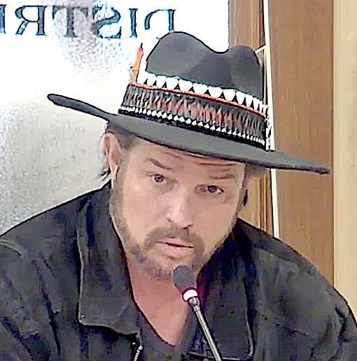 Jason Garrett Gibson provides public comment at a Douglas County Board of Commissioners meeting.