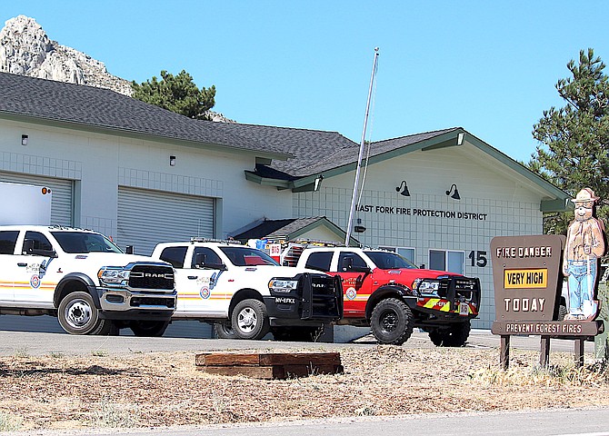 Smokey Bear says the danger of fire is very high at the fire station Jacks Valley Road on Wednesday.