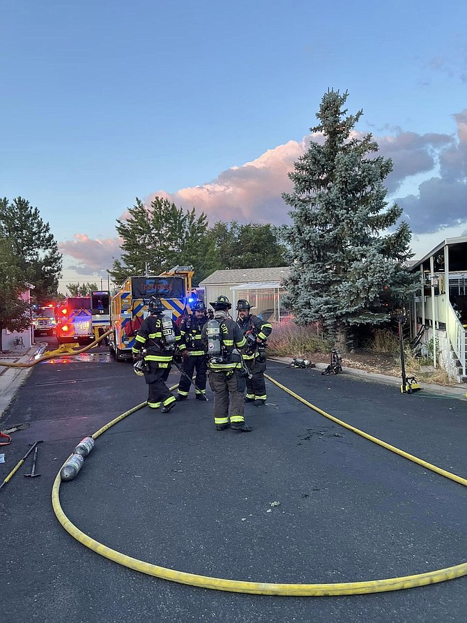 Courtesy

CCFD responding to a mobile home fire in northeast Carson City Friday morning.