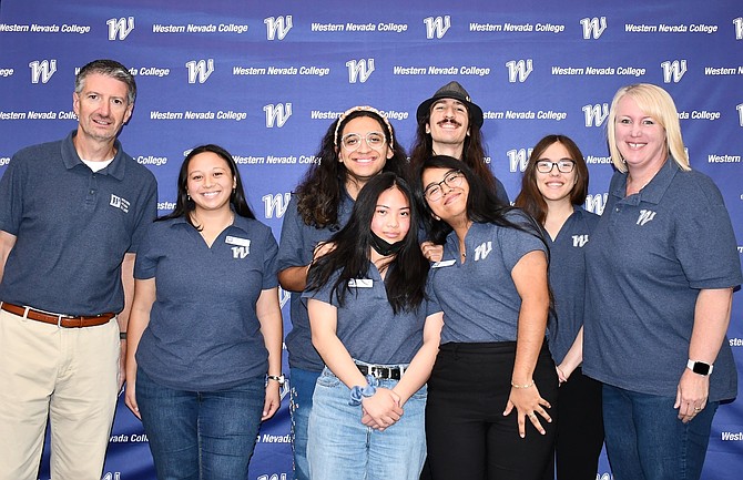 The 2024-25 Associated Students of Western Nevada poses with President J. Kyle Dalpe and Coordinator of Student Life Heather Rikalo. The student government group includes President Catalina Wilson, Vice President Lahaina Estomin, Treasurer Benny Buchanan, Sens. Jordany Arevalo, Elena Guzman, Logan McAlister, Emily Sanchez and Sherlyn Vasquez.