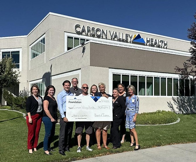 Carson Valley Health Foundation Board of Trustees presents a donation check for $201,274.00 to members of Carson Valley Health Hospital Leadership.