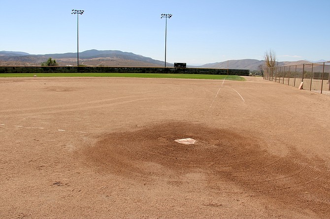 A view from home plate of field No. 5 at upper Centennial Park on Aug. 30.