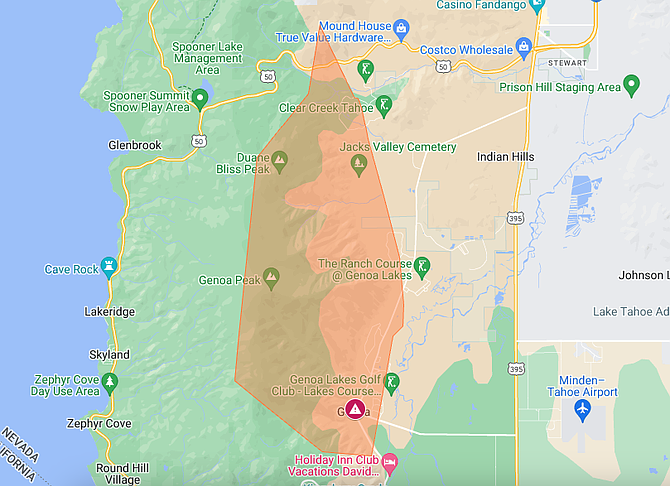 A map showing boundaries for the Carson-Genoa PSOM Zone.