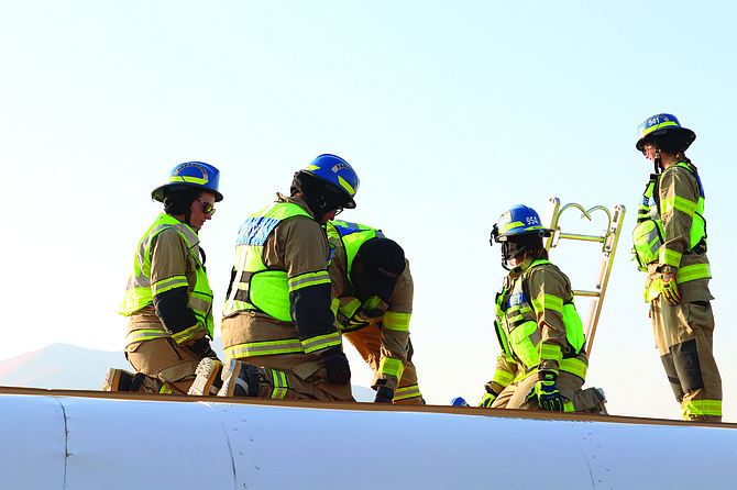 HGH EMS Rescue held a training exercise Sept. 4 utilizing a school bus tipped on its side