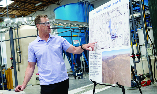 Tim Crowley, Lithium Americas vice president of government and external affairs, gives a tour of the company’s technical center in Reno on July 15, 2024. (David Calvert/The Nevada Independent)