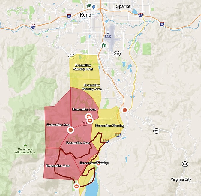 Updated Davis Fire maps for evacuation areas and evacuation warning areas provided by https://perimetermap.com/.